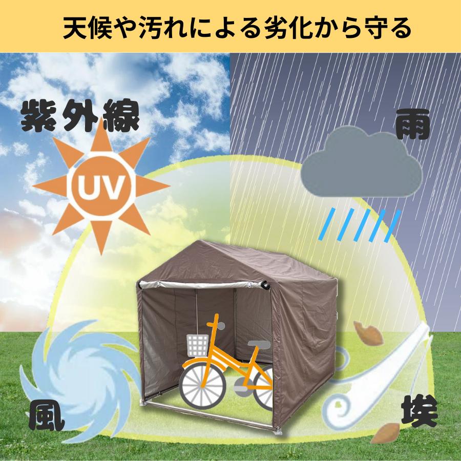 ALL GUARD mini 1.6x2.2m ガレージテント サイクルハウス 3台 4台 5台 自転車置き場  物置 自転車 収納 屋根 収納 バイク 駐輪場 庭｜garagetent｜02