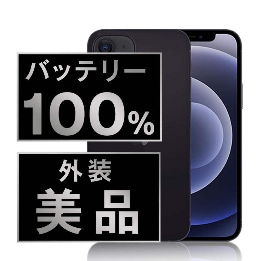 バッテリー新品交換済 iPhone12 64GB ブラック SIMフリー 中古 外装Aランク 美品 電池新品交換済 本体 返品OK