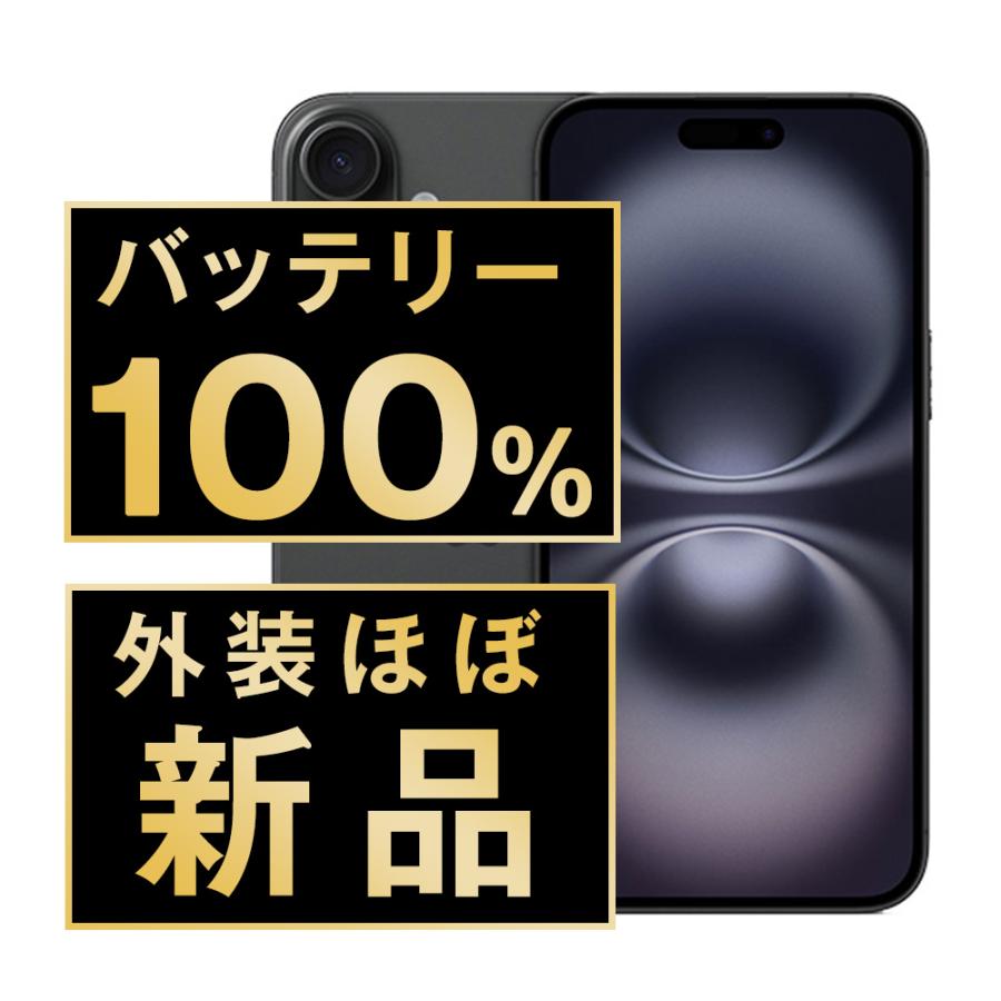 バッテリー新品交換済 iPhone16 256GB ブラック SIMフリー 中古 外装A+