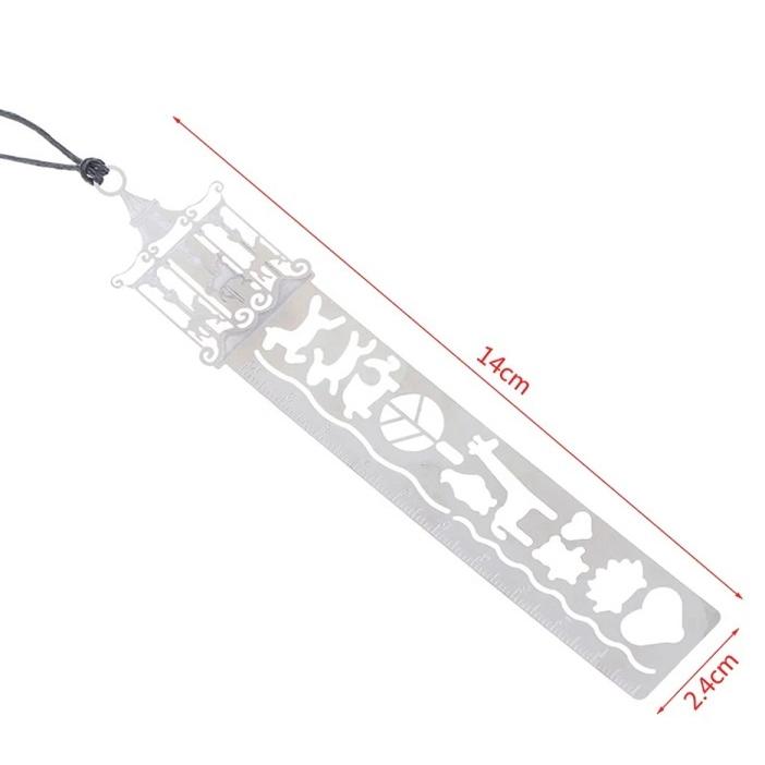 しおり 栞 シンプル 金属 多機能 ブックマーク 4種類 セット 測れる 遊べる 定規 お絵描き テンプレート 便利 おしゃれ｜garakuta-factory｜16