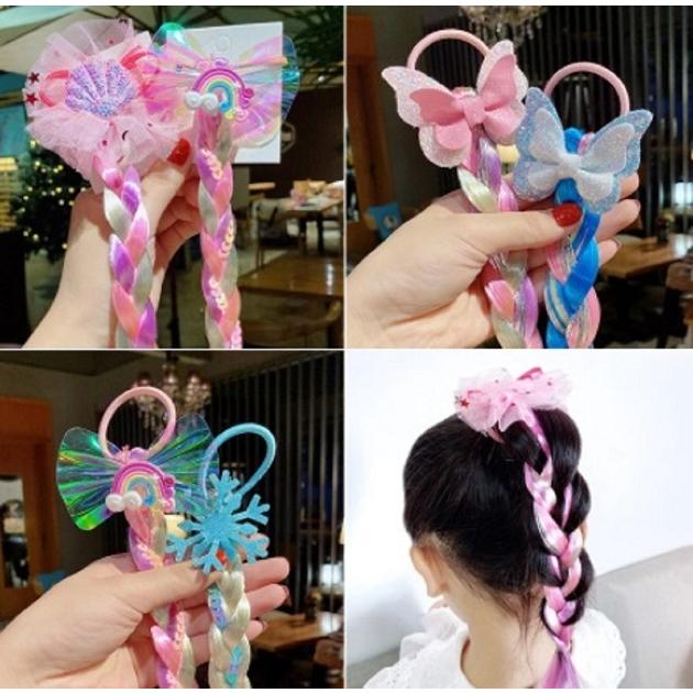 キッズ 子供用 エクステ ウィッグ ヘアゴム カラフル ゴム付き 三つ