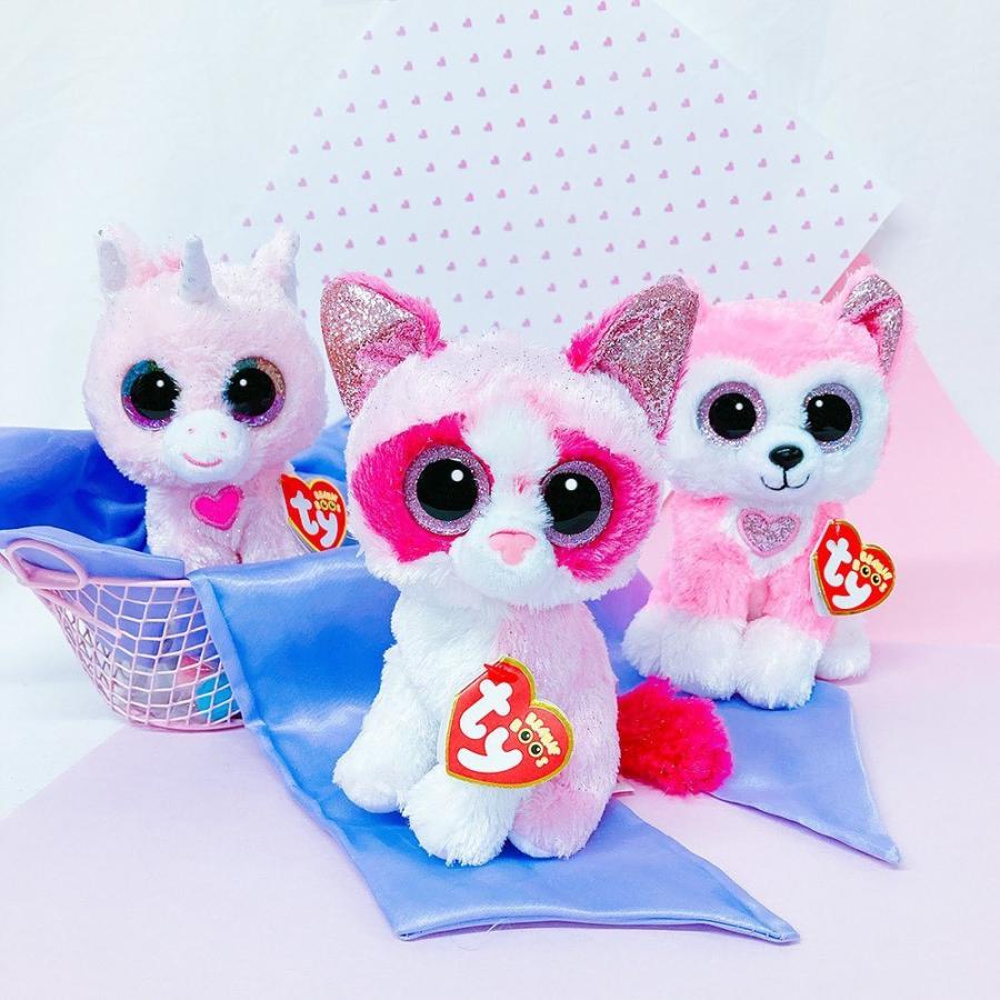 ビーニーブーズ ty ハンク (M) イヌ ピンク 犬 ハスキー ハート