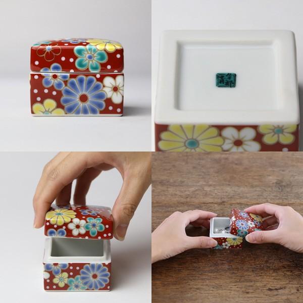 九谷焼 小箱 ジュエリーボックス 九谷焼色絵陶箱 〜彩〜 梅菊文