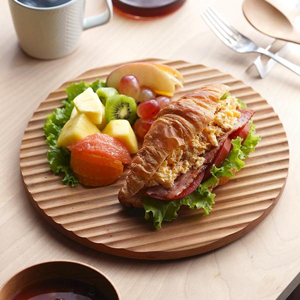 朝倉家具 波乗りパン皿 270 木製 山桜 天然木 オイル仕上げ 日本製