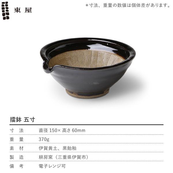 東屋 すり鉢 五寸 擂鉢 15cm 小鉢 伊賀焼 日本製 陶器 とろろ鉢