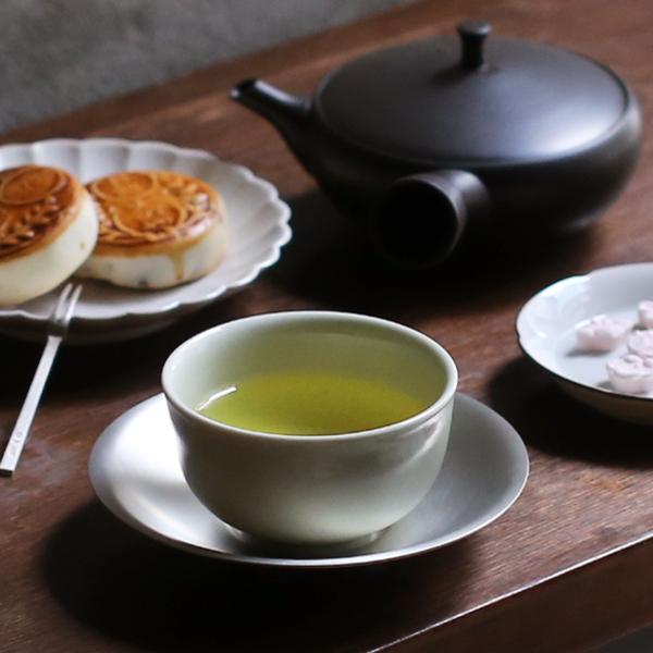 金属製茶托5枚揃い 四セットまとめて 茶托 セット 4.5寸 光悦茶托 銀地 5枚組 越前漆器 あたかや 国産