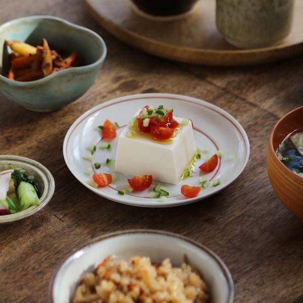 東屋 丸鏡 五寸 赤輪 波佐見焼 日本製 白岳窯 取り皿 小皿 中皿