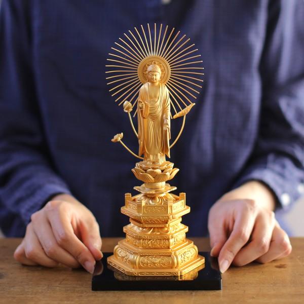 仏像 阿弥陀如来立像 浄土真宗 御東用 23.5cm : がらんどう 手仕事品