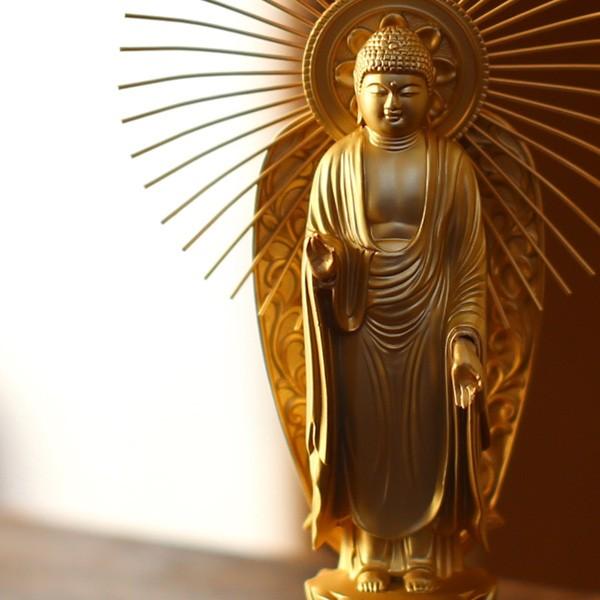 仏像 阿弥陀如来立像 浄土真宗 御西用 15.7cm : がらんどう 手仕事品