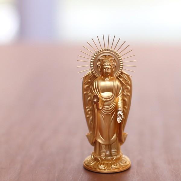 仏像 阿弥陀如来立像 浄土真宗 御西用 10.5cm : がらんどう 手仕事品