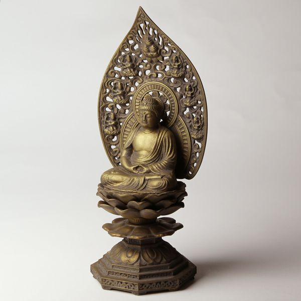 仏像 釈迦如来座像 古美金 18cm｜garandou｜03