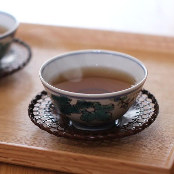 茶托 平安銅政 黄銅 網代茶托 番茶 丸 : がらんどう 手仕事品と贈り物
