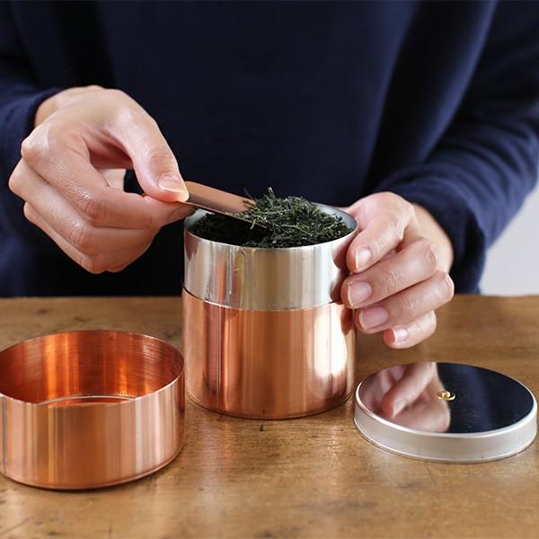 送料無料 茶筒 開化堂 銅製 取込盆用120g 国産一番荒茶50gセット 結婚