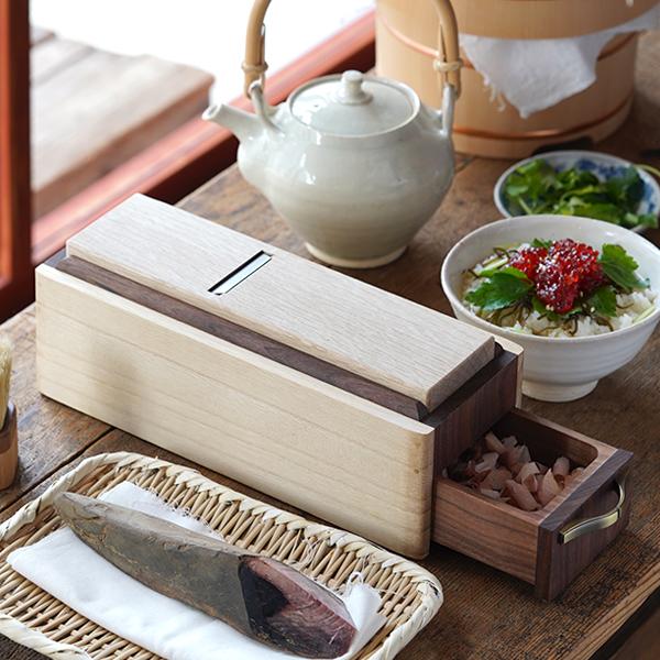 台屋 鰹節削り器 キリノ 引き出し式 ウォルナット 箱型 桐 日本製 三条