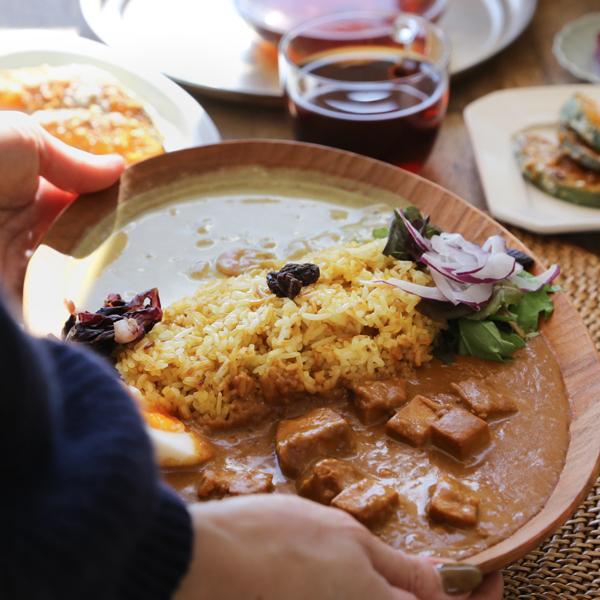 ドモク堂 オーバルプレート 30cm リム皿 カレー皿 お皿 木製 山桜 天然