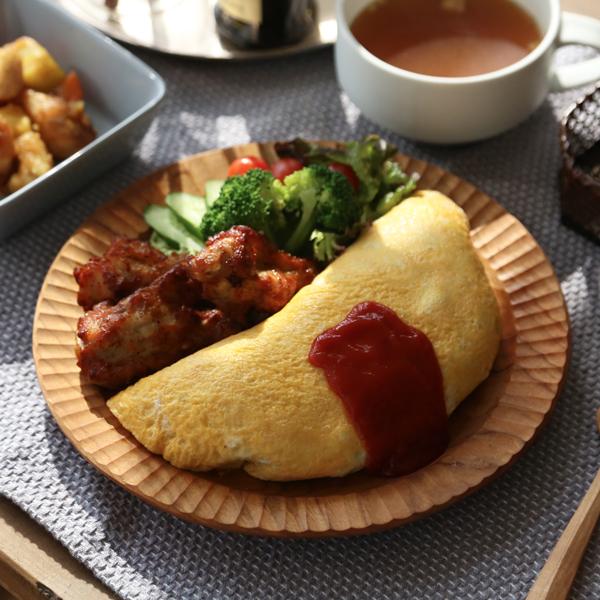 ドモク堂 カレー皿 24cm リム皿 パスタ皿 お皿 木製 山桜 天然木