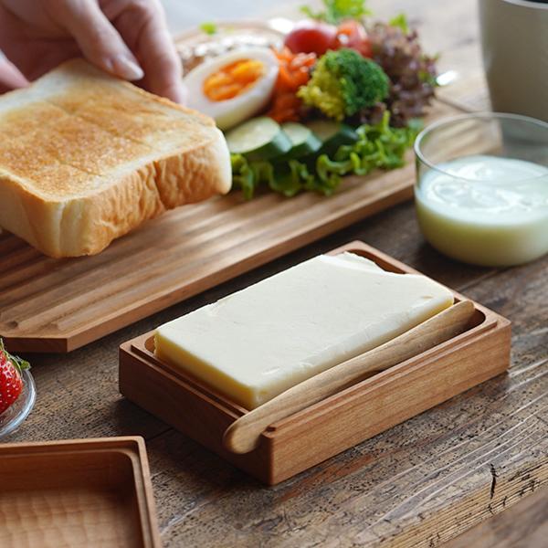 バターケース 木製 山桜　ナイフ付き バター 容器 バター入れ ドモク堂 バターケース 木製 バターナイフ付き 山桜 天然木 一枚