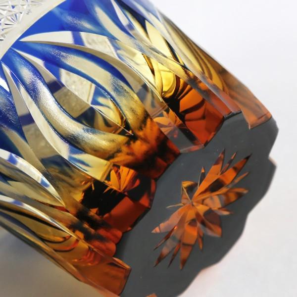 江戸切子 オールド 火華 amber 瑠璃色 haku硝子 切子グラス 送料無料