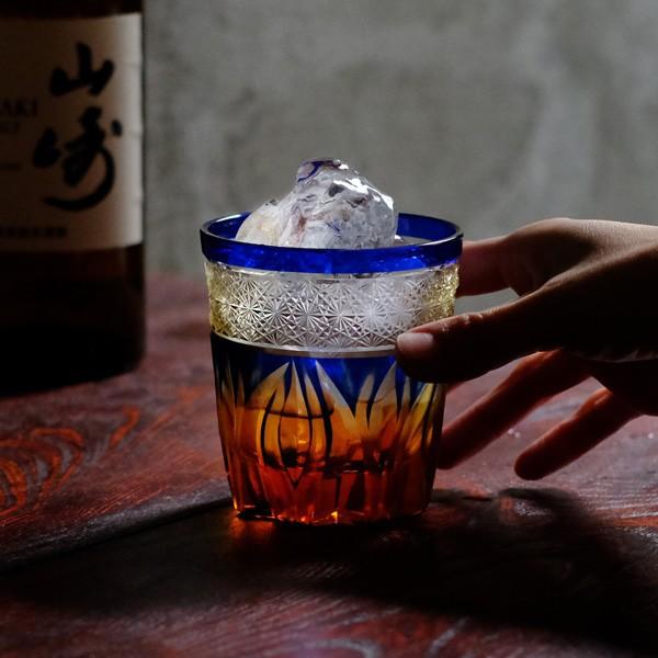 江戸切子 オールド 火華 amber 瑠璃色 haku硝子 切子グラス 送料 江戸切子 オールド 火華 amber 瑠璃色 haku硝子 切子グラス 送料