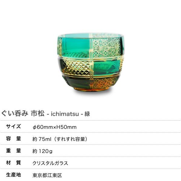 江戸切子 ぐい呑み 市松 緑 haku硝子 ichimatsu 猪口 切子グラス 酒器