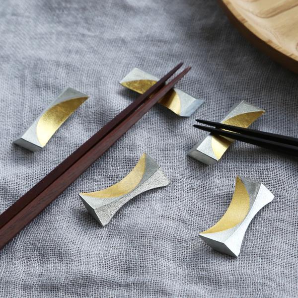 能作 箸置 月 金箔 5ヶ入 錫 テーブルウェア ギフト 記念品 プレゼント