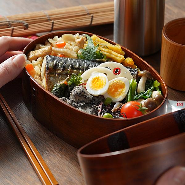 曲げわっぱ 摺り漆の弁当箱 （蓋深仕様） 中 わっぱ弁当 漆塗り 拭き漆