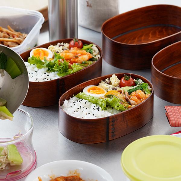 曲げわっぱ 摺り漆の弁当箱 （蓋深仕様） 中 わっぱ弁当 漆塗り 拭き漆