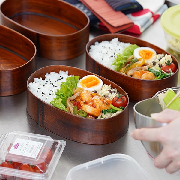 曲げわっぱ 摺り漆の弁当箱 （蓋深仕様） 大 わっぱ弁当 漆塗り 拭き漆