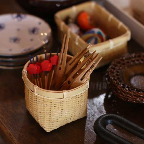 公長齋小菅 シュガーバスケット 長方形 丸型 籠 竹製 京都 公長斎