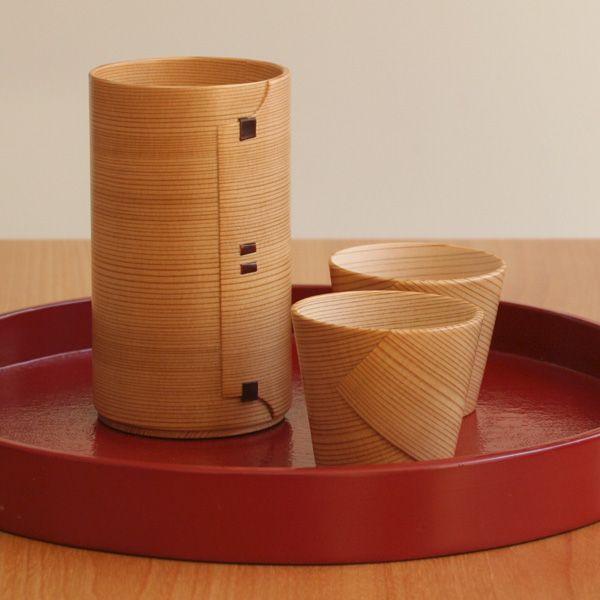 送料無料 曲げわっぱ 徳久利1合 ぐい呑み2個セット 栗久 酒器 父の日