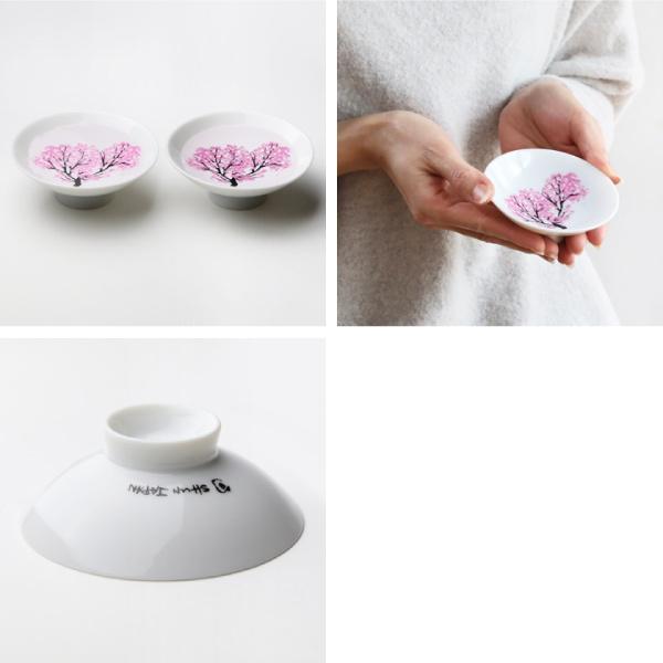 丸モ高木陶器 冷感桜 白平盃ペア 父の日 ぐい呑み 盃 酒器 さくら 花見酒 冷酒 日本製 贈り物