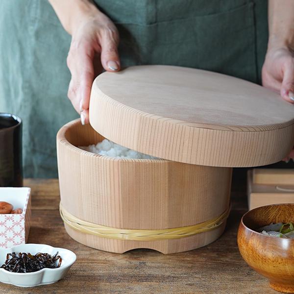 日樽 浅型おひつ 3合 お櫃 国産 日本製 秋田杉桶樽 工芸品 木製 竹タガ