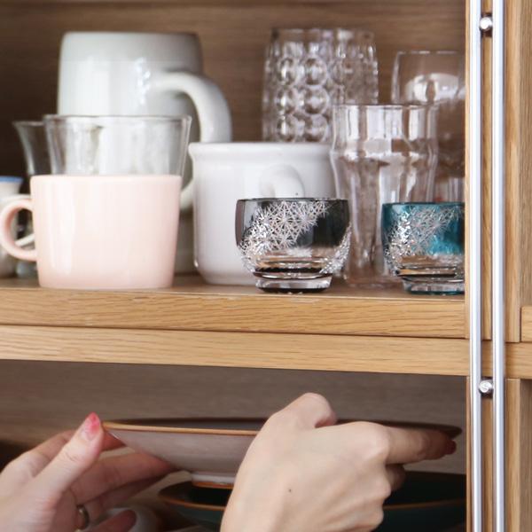 江戸切子 猪口 光る宙 黒 大場硝子 ぐい呑み 切子グラス : がらんどう