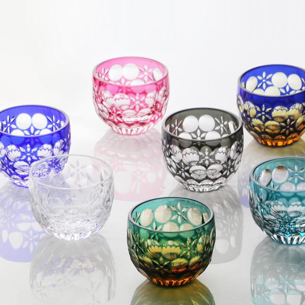 江戸切子 猪口 万華鏡 透き 大場硝子 ぐい呑み 切子グラス