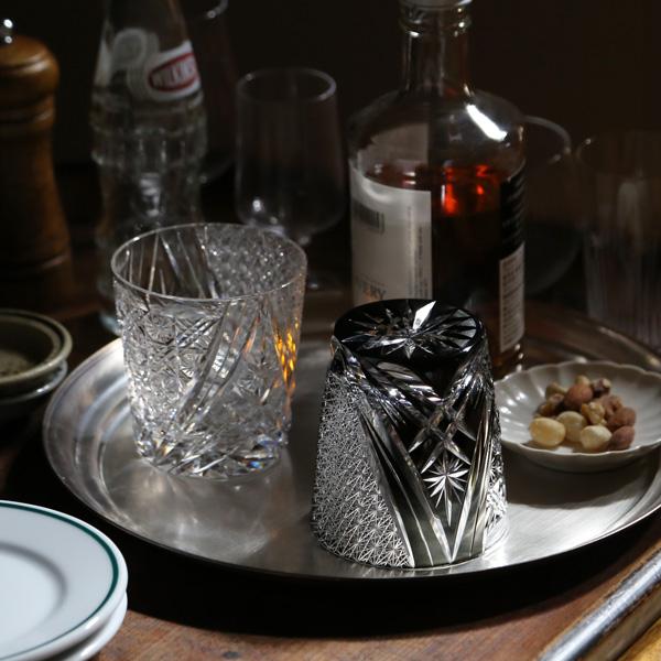 江戸切子 オールド 雅 黒 大場硝子 ロックグラス 切子グラス