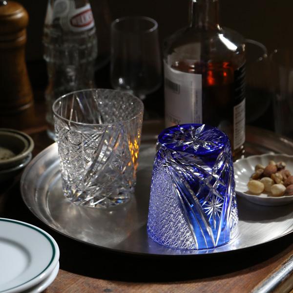 江戸切子 オールド 雅 瑠璃 大場硝子 ロックグラス 切子グラス