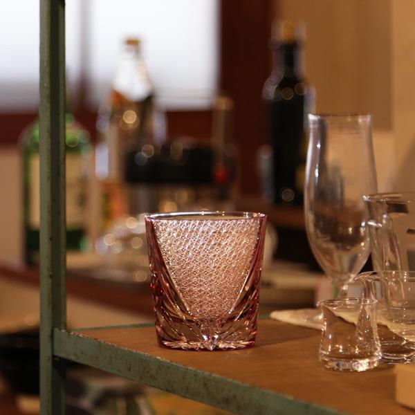 江戸切子 オールド 雅 金赤 大場硝子 ロックグラス 切子グラス