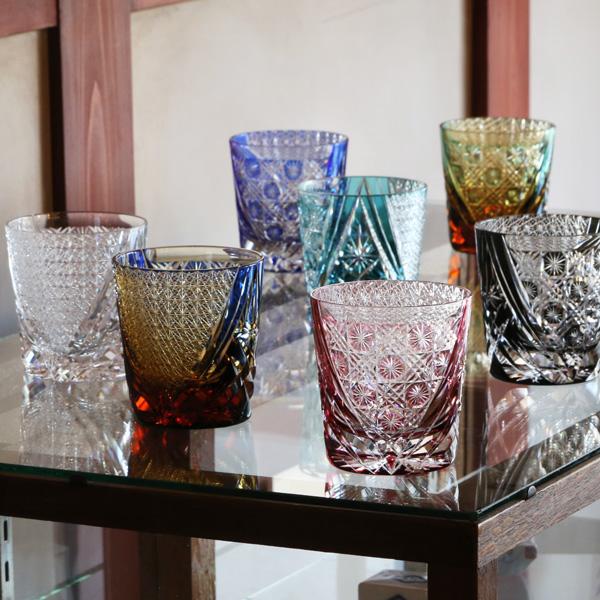 江戸切子 オールド 雅 緑 大場硝子 ロックグラス 切子グラス