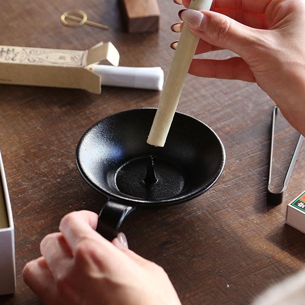 和ろうそく 丸型燭台 高澤ろうそく 南部鉄 手燭 ろうそく立て