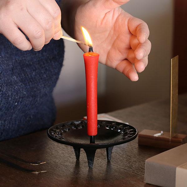 和ろうそく 陽光燭台 高澤ろうそく 南部鉄 脚付き ろうそく立て