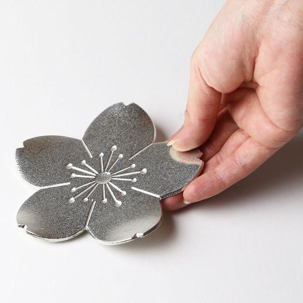 能作 錫製 フラワートレー 桜 コースター トレイ 酒器 誕生日 ギフト