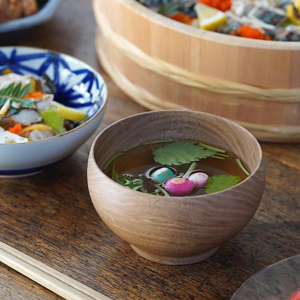 テツメダカ sonobe 木のうつわ　くるみ　汁椀　お椀　美品 薗部産業 めいぼく椀 中 くるみ 汁椀 木製 国産 天然木 日本製 SONOBE