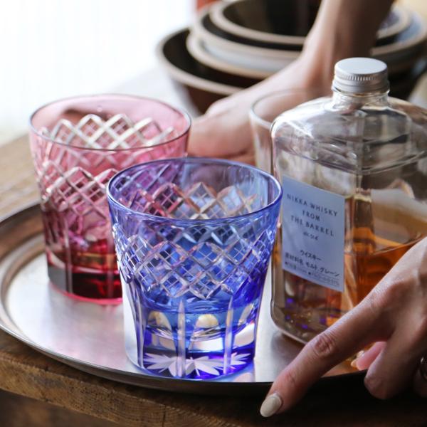 約73%オフ！江戸切子　切子ガラス M-8573-2PG Mini Old Pair of Edo Kiriko Glassware with Shippo