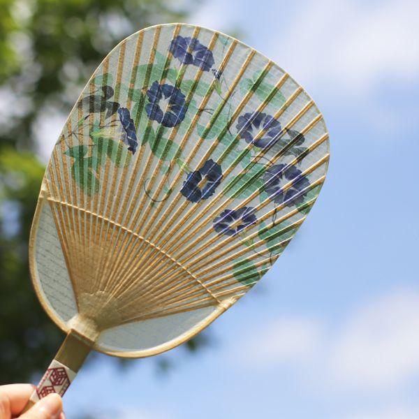 うちわ 水うちわ 朝顔（台座付） 家田紙工 岐阜 美濃手漉き和紙