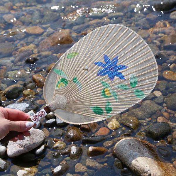 うちわ 水うちわ 鉄線（台座付） カミノシゴト 家田紙工 小判型 岐阜