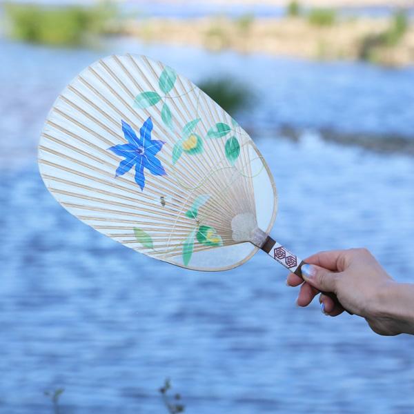 うちわ 水うちわ 鉄線（台座付） カミノシゴト 家田紙工 小判型 岐阜