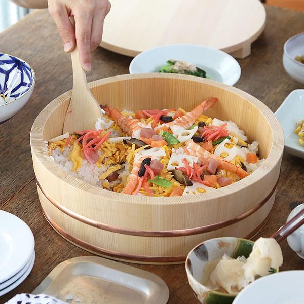 山一 すし飯台 30cm 3合 すし桶 飯台 飯切 半切 木曽さわら 銅箍