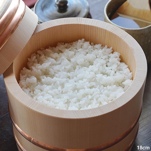 山一 江戸びつ 15cm (しゃもじ付) 2合 おひつ 木曽さわら 木製 国産