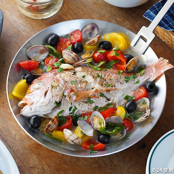 大皿 スナックプレート ロブスター 葉 ヴィンテージ イングランド製 八島農具興業 ステンレス皿 Φ24 木柄セット フライパン 盛り皿