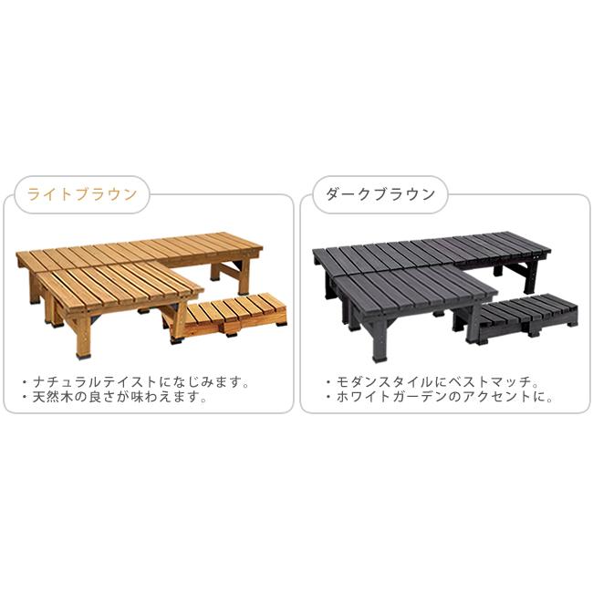 デッキ縁台180×58 3点セット DE-18058-3PSET 縁側 木製 ベンチ ウッドデッキ 庭 ベランダ 軒先 軒下 濡れ縁の画像